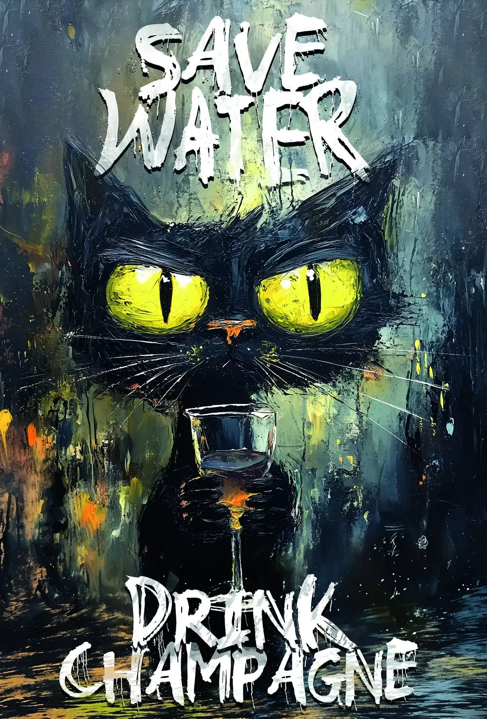 Obraz Pop Art Koci Manifest: Save Water – Drink Champagne