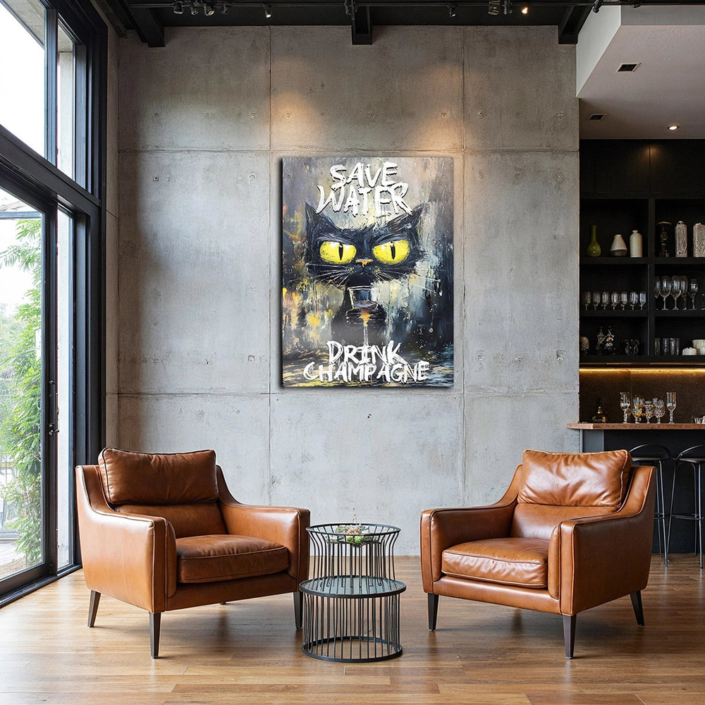 Obraz Pop Art Koci Manifest: Save Water – Drink Champagne