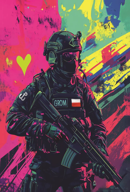Obraz Canvas POP Art Polski Żołnierz "Bezpieczeństwo"