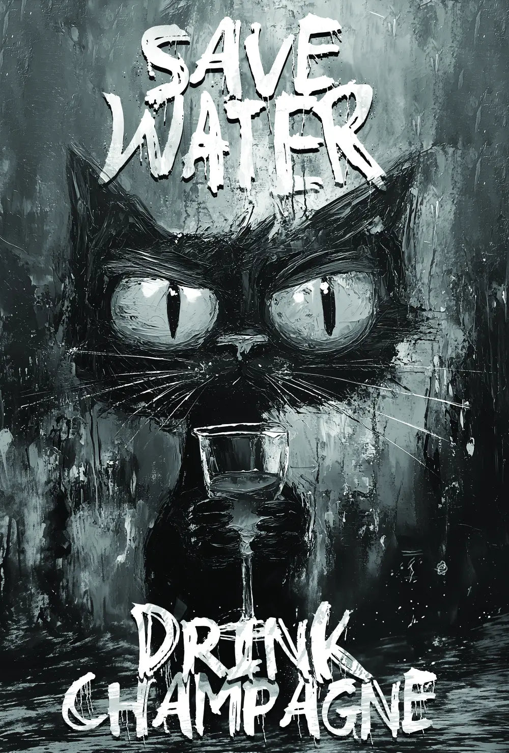 Obraz Pop Art Koci Manifest: Save Water – Drink Champagne