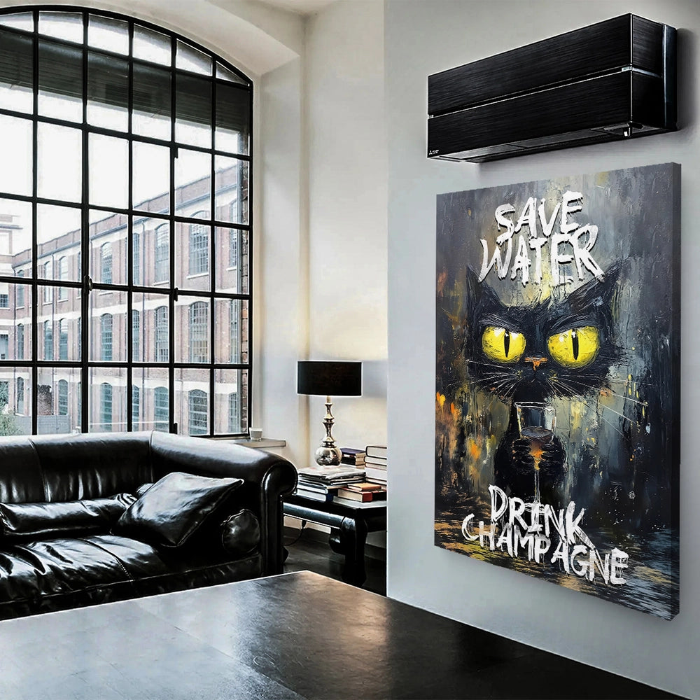 Obraz Pop Art Koci Manifest: Save Water – Drink Champagne