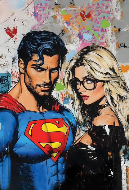 Obraz Canvas  Superman & Blondynka Styl Pop Art