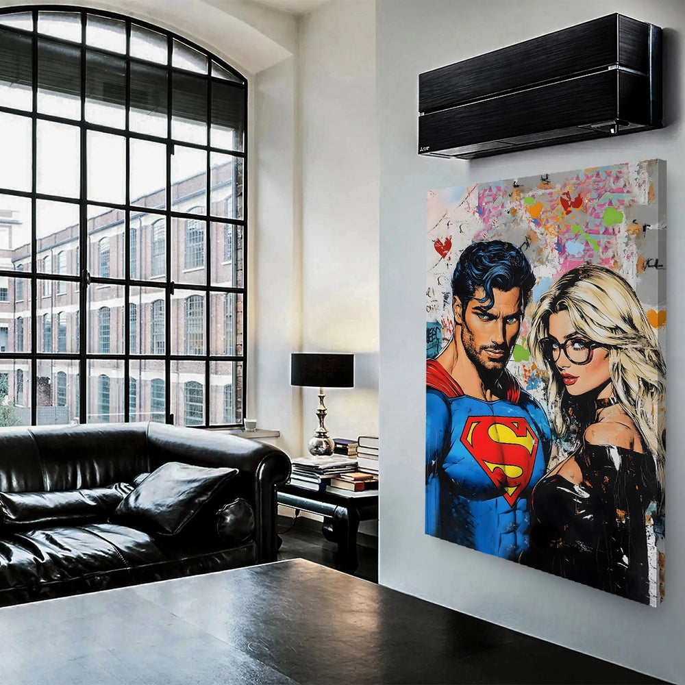 Obraz Canvas  Superman & Blondynka Styl Pop Art