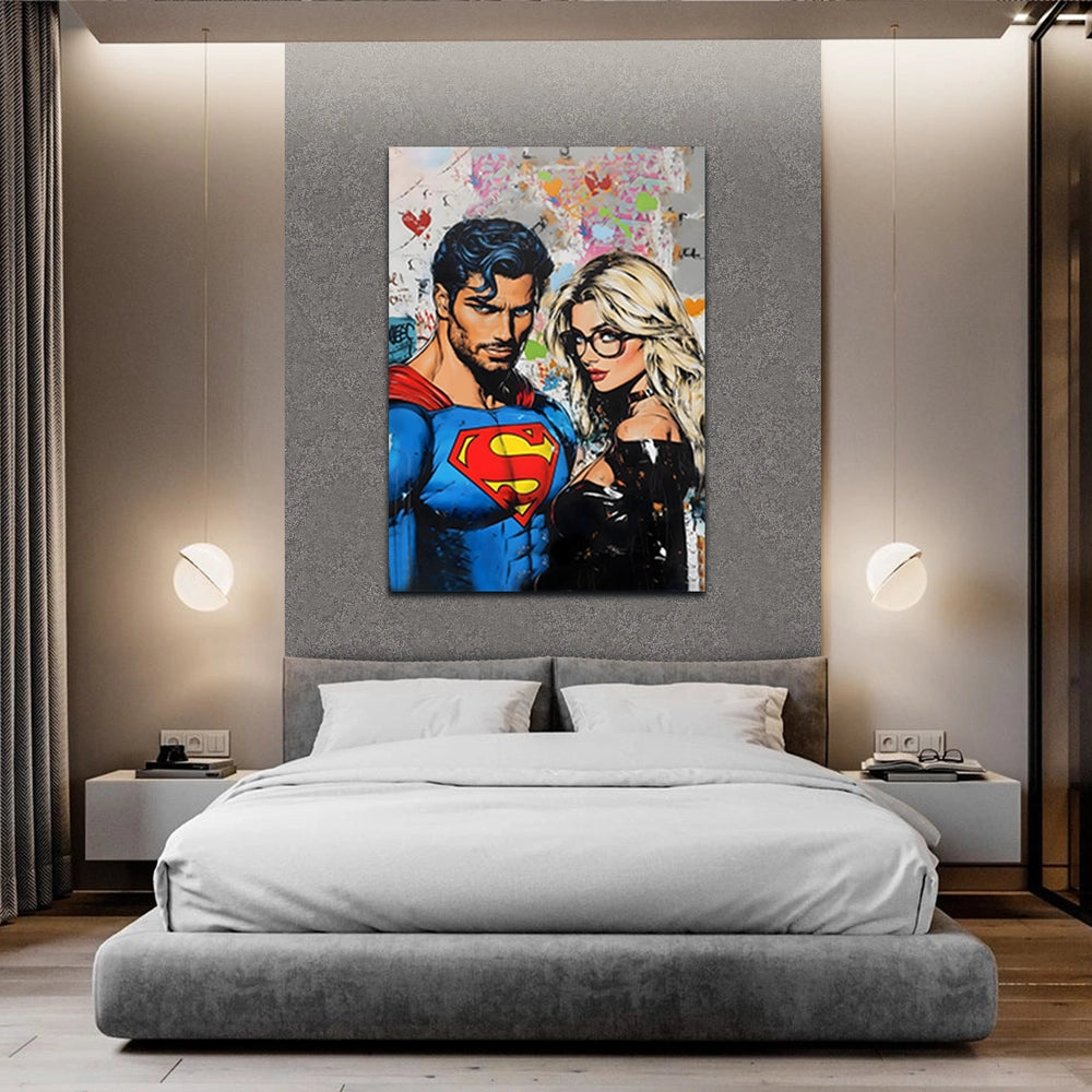 Obraz Canvas  Superman & Blondynka Styl Pop Art